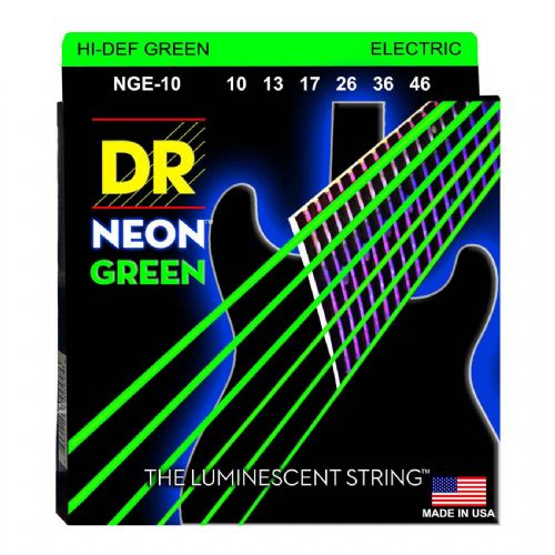 DR Strings NGE-10 Hi-Def neon green el-guitar-strenge, 010-046