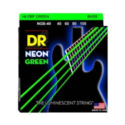 DR Strings NGB-40 Hi-Def neon green bas-strenge, 040-100