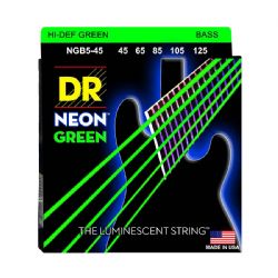 DR Strings NGB5-45 Hi-Def neon green 5-strenget bas-strenge, 045-125