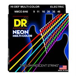 DR Strings NMCE-9/46 Hi-Def neon multi-color el-guitar-strenge, 009-046